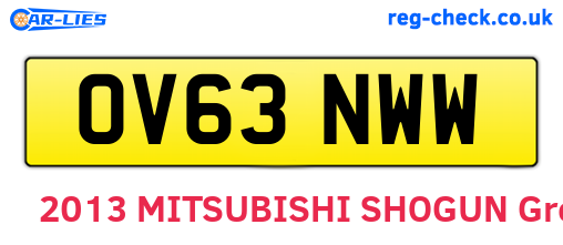 OV63NWW are the vehicle registration plates.