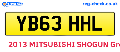 YB63HHL are the vehicle registration plates.