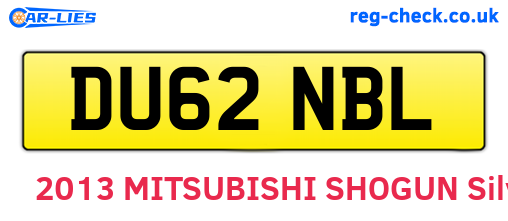 DU62NBL are the vehicle registration plates.