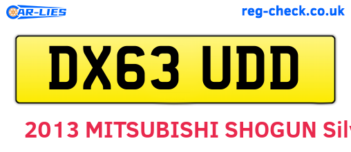 DX63UDD are the vehicle registration plates.