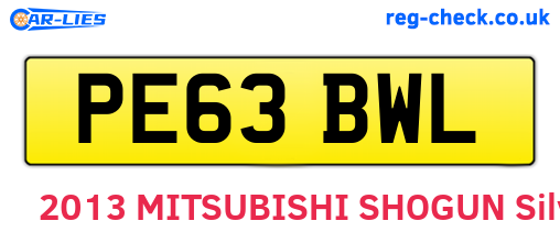 PE63BWL are the vehicle registration plates.