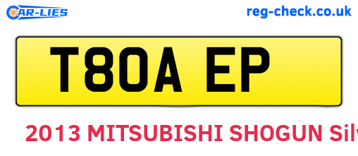T80AEP are the vehicle registration plates.