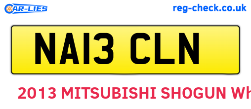 NA13CLN are the vehicle registration plates.