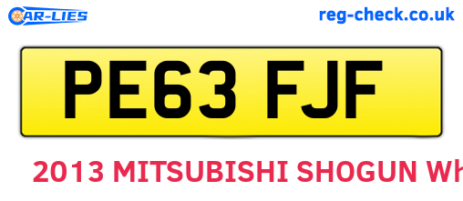 PE63FJF are the vehicle registration plates.