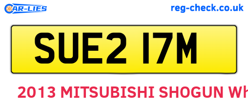 SUE217M are the vehicle registration plates.