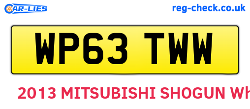 WP63TWW are the vehicle registration plates.