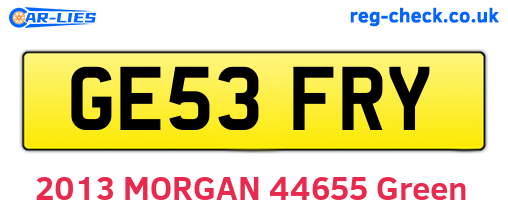 GE53FRY are the vehicle registration plates.