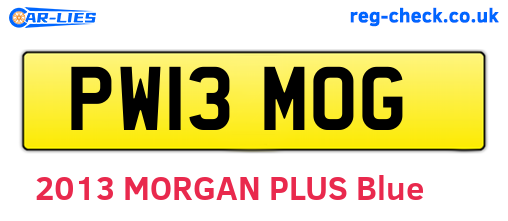 PW13MOG are the vehicle registration plates.