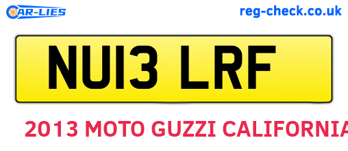 NU13LRF are the vehicle registration plates.