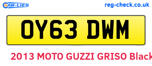 OY63DWM are the vehicle registration plates.