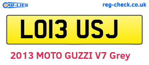 LO13USJ are the vehicle registration plates.