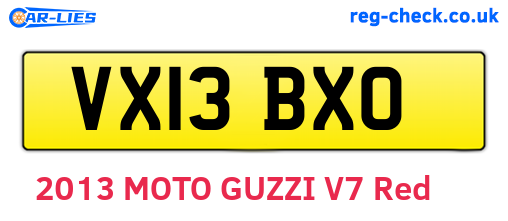 VX13BXO are the vehicle registration plates.