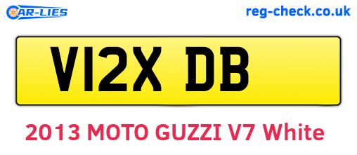 V12XDB are the vehicle registration plates.