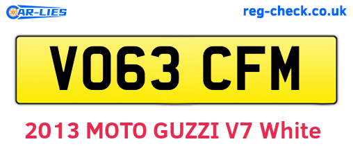 VO63CFM are the vehicle registration plates.