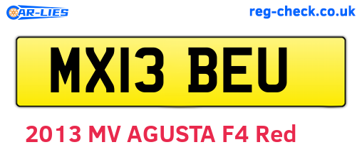 MX13BEU are the vehicle registration plates.
