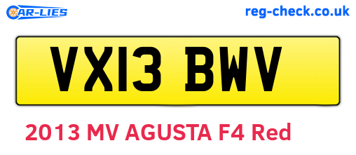 VX13BWV are the vehicle registration plates.