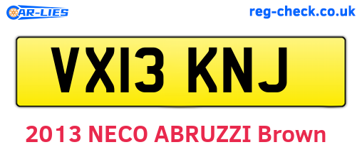 VX13KNJ are the vehicle registration plates.