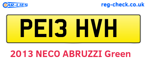 PE13HVH are the vehicle registration plates.