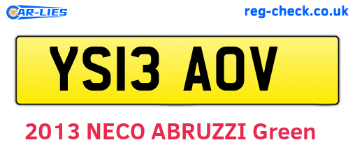 YS13AOV are the vehicle registration plates.