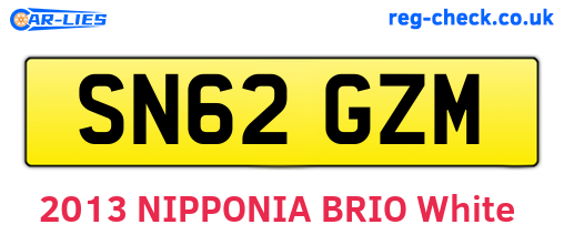 SN62GZM are the vehicle registration plates.