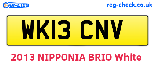 WK13CNV are the vehicle registration plates.