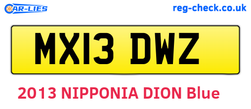MX13DWZ are the vehicle registration plates.