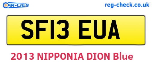 SF13EUA are the vehicle registration plates.