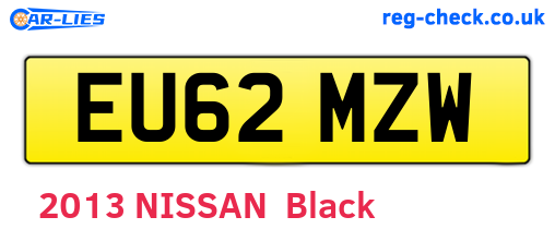 EU62MZW are the vehicle registration plates.
