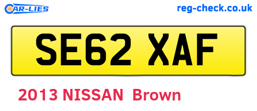 SE62XAF are the vehicle registration plates.