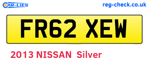 FR62XEW are the vehicle registration plates.