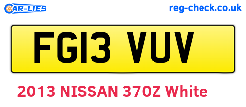 FG13VUV are the vehicle registration plates.