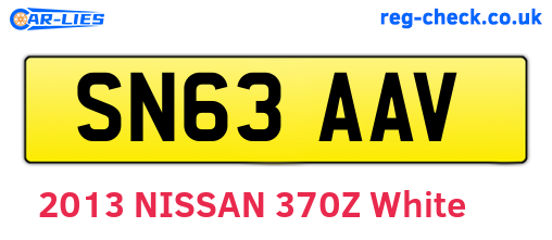 SN63AAV are the vehicle registration plates.