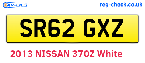 SR62GXZ are the vehicle registration plates.