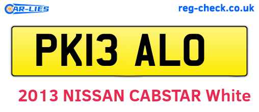 PK13ALO are the vehicle registration plates.