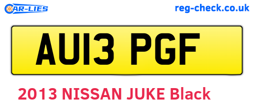 AU13PGF are the vehicle registration plates.