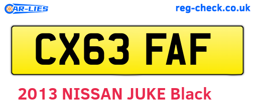 CX63FAF are the vehicle registration plates.