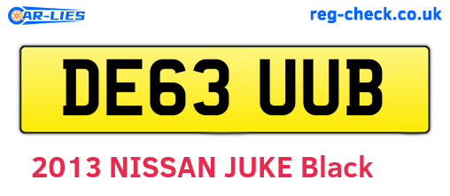 DE63UUB are the vehicle registration plates.