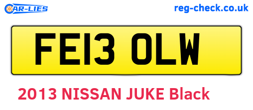 FE13OLW are the vehicle registration plates.