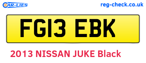 FG13EBK are the vehicle registration plates.