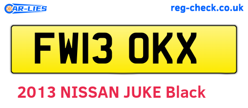 FW13OKX are the vehicle registration plates.