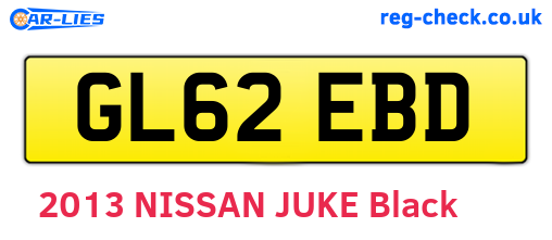 GL62EBD are the vehicle registration plates.