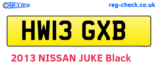HW13GXB are the vehicle registration plates.