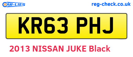 KR63PHJ are the vehicle registration plates.