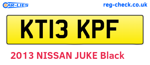 KT13KPF are the vehicle registration plates.