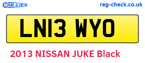 LN13WYO are the vehicle registration plates.
