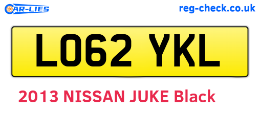 LO62YKL are the vehicle registration plates.