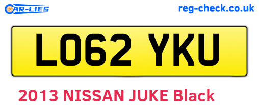 LO62YKU are the vehicle registration plates.