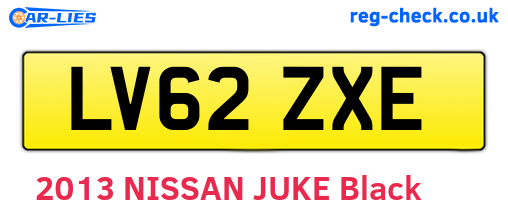 LV62ZXE are the vehicle registration plates.