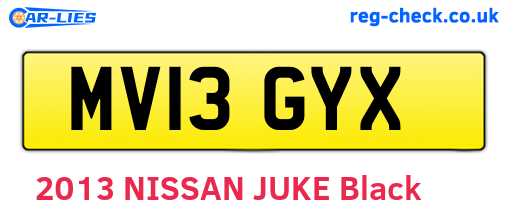 MV13GYX are the vehicle registration plates.