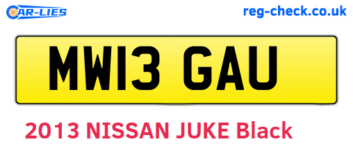MW13GAU are the vehicle registration plates.